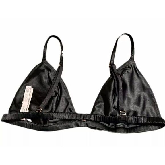 Victoria’s Secret LUXE Supersoft Satin triangle bralette bra black Large - Picture 4 of 5